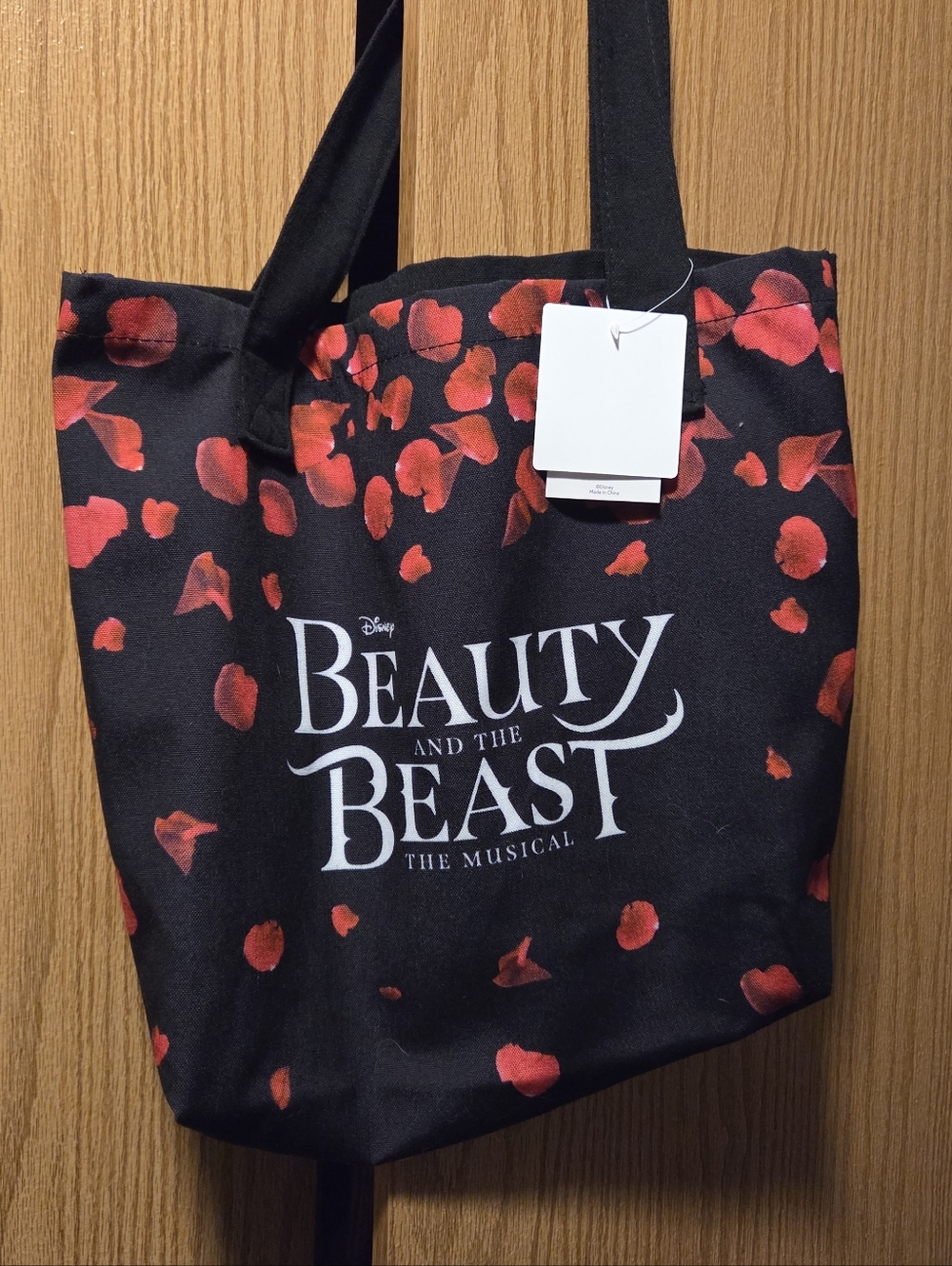 Beauty and the Beast The Musical Black Tote with Red Rose Petals
